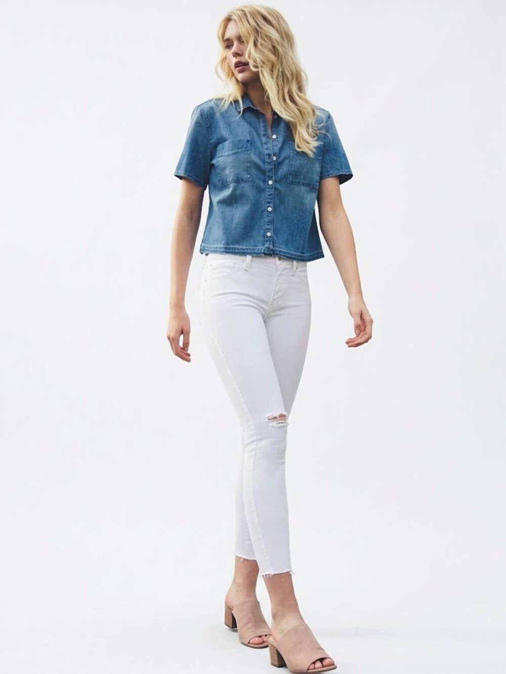 Fidelity Belvedere Crop Distressed Skinny Jeans Size 28 Stretch Denim